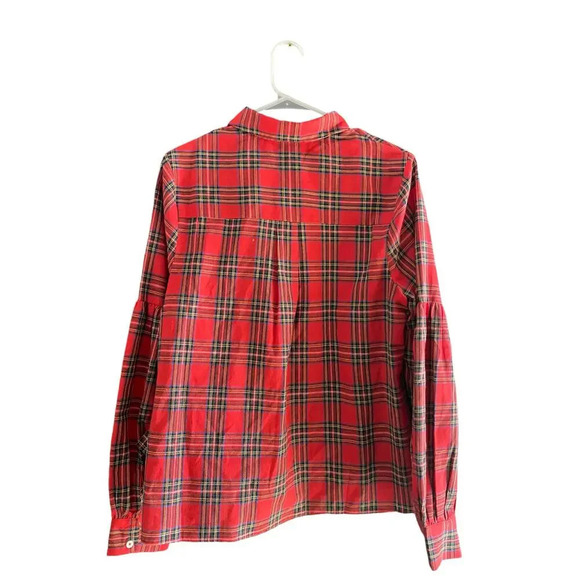 English Factory Plaid Button-Up Tartan Blouse Top Size Medium holiday - Picture 5 of 9